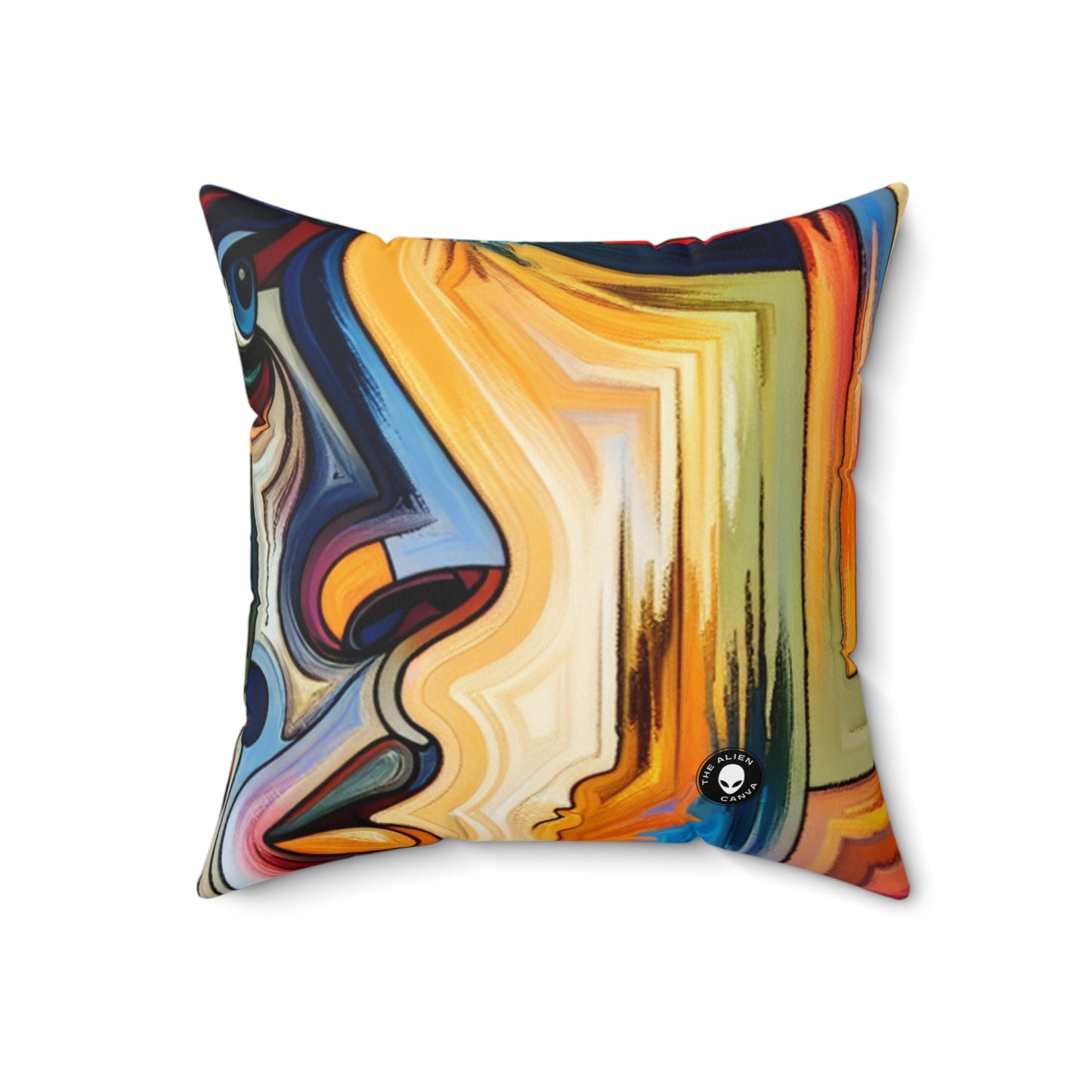 "Stormy Symphony: A Captivating Abstract Expressionist Painting"- The Alien Spun Polyester Square Pillow Expressionism