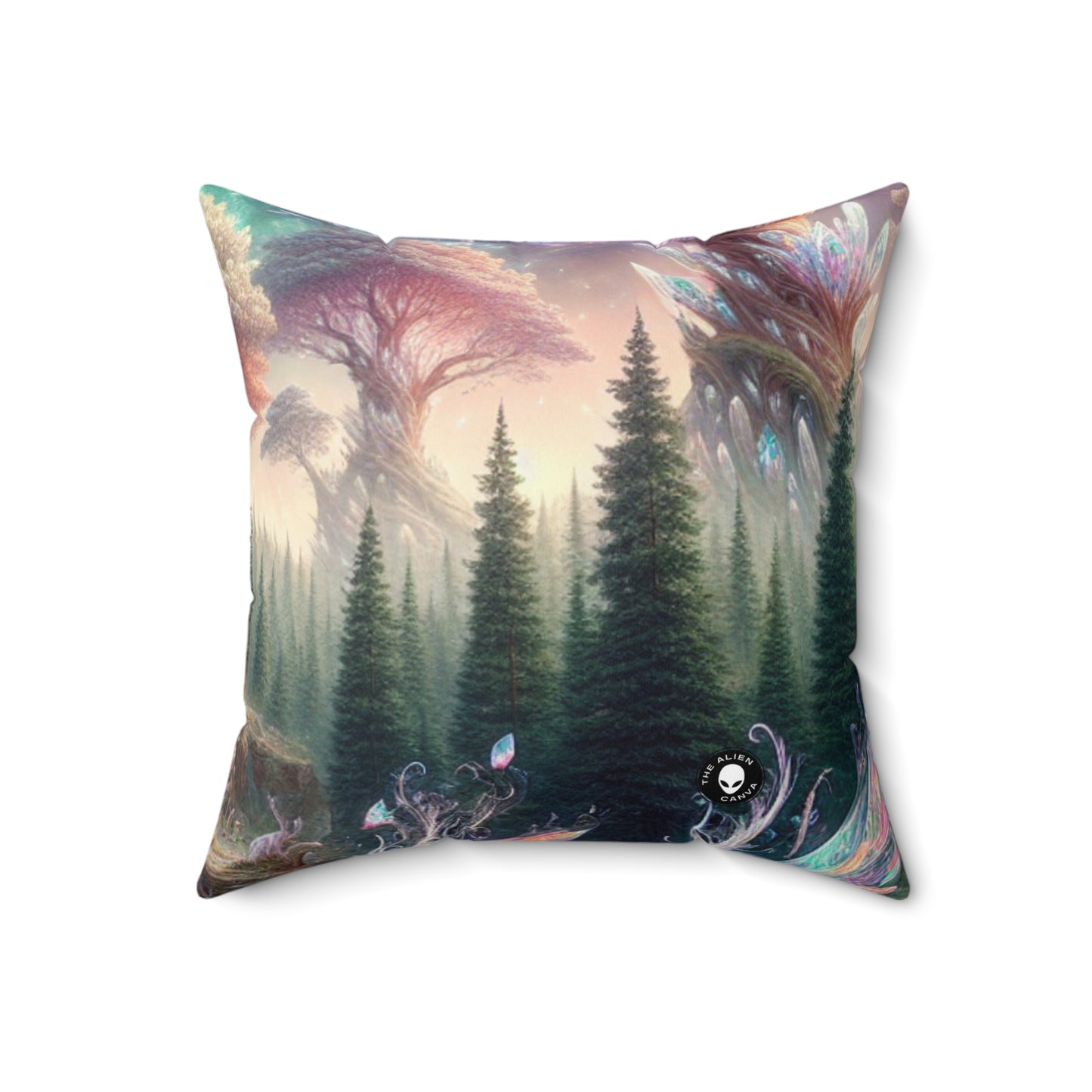 "Crystal Forest: A Magical Realm"- The Alien Spun Polyester Square Pillow