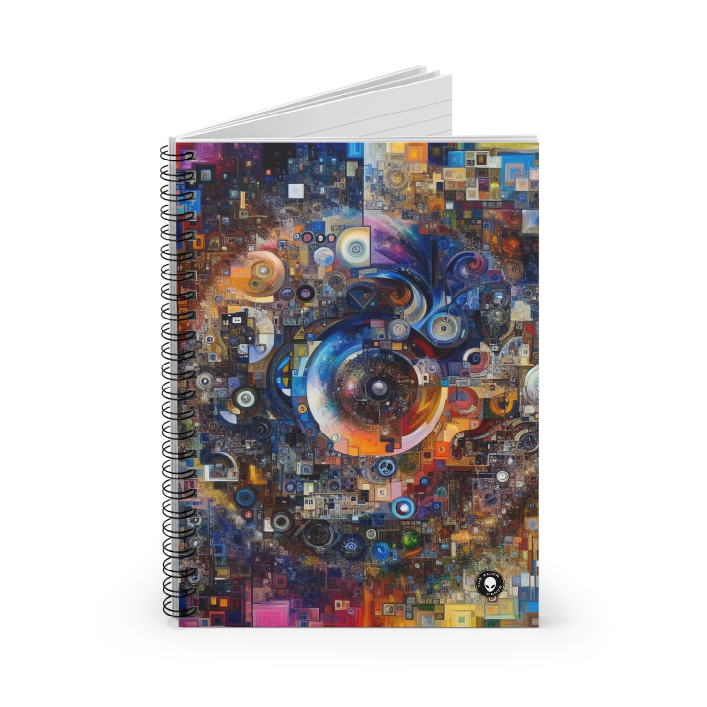 "Perception Distorted: A Postmodern Commentary on Reality" - The Alien Spiral Notebook (Ruled Line) Postmodern Art