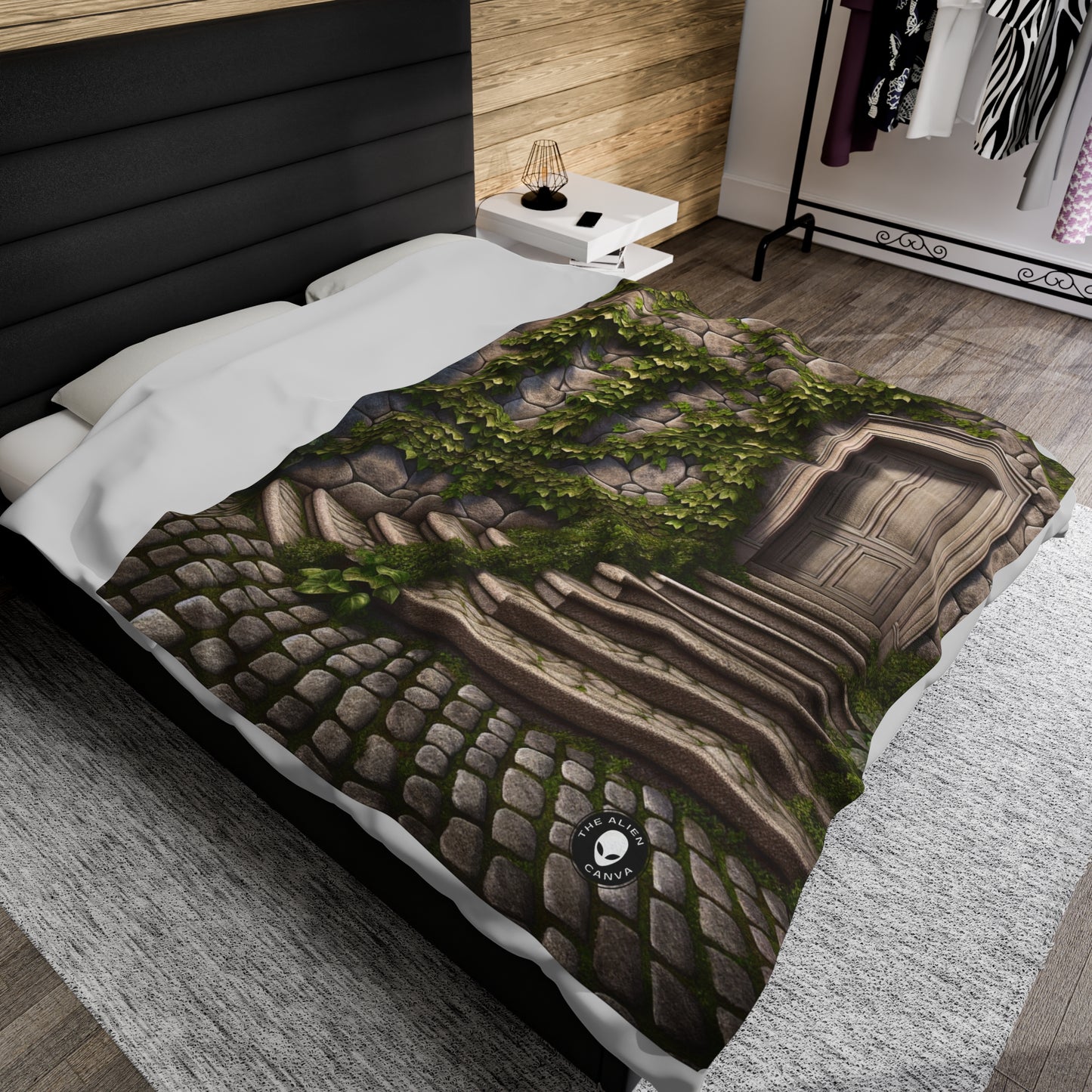 "Trompe-L'oeil Ivy Wall" - The Alien Velveteen Plush Blanket Trompe-l'oeil