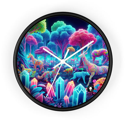 "Glowing Enchantment: Neon Forest" - The Alien Wall Clock