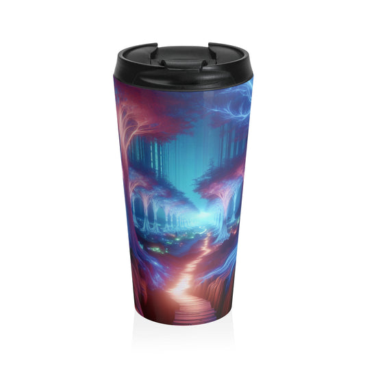 "Glowing Enchanted Forest: A Journey into the Unknown" - The Alien Stainless Steel Travel Mug