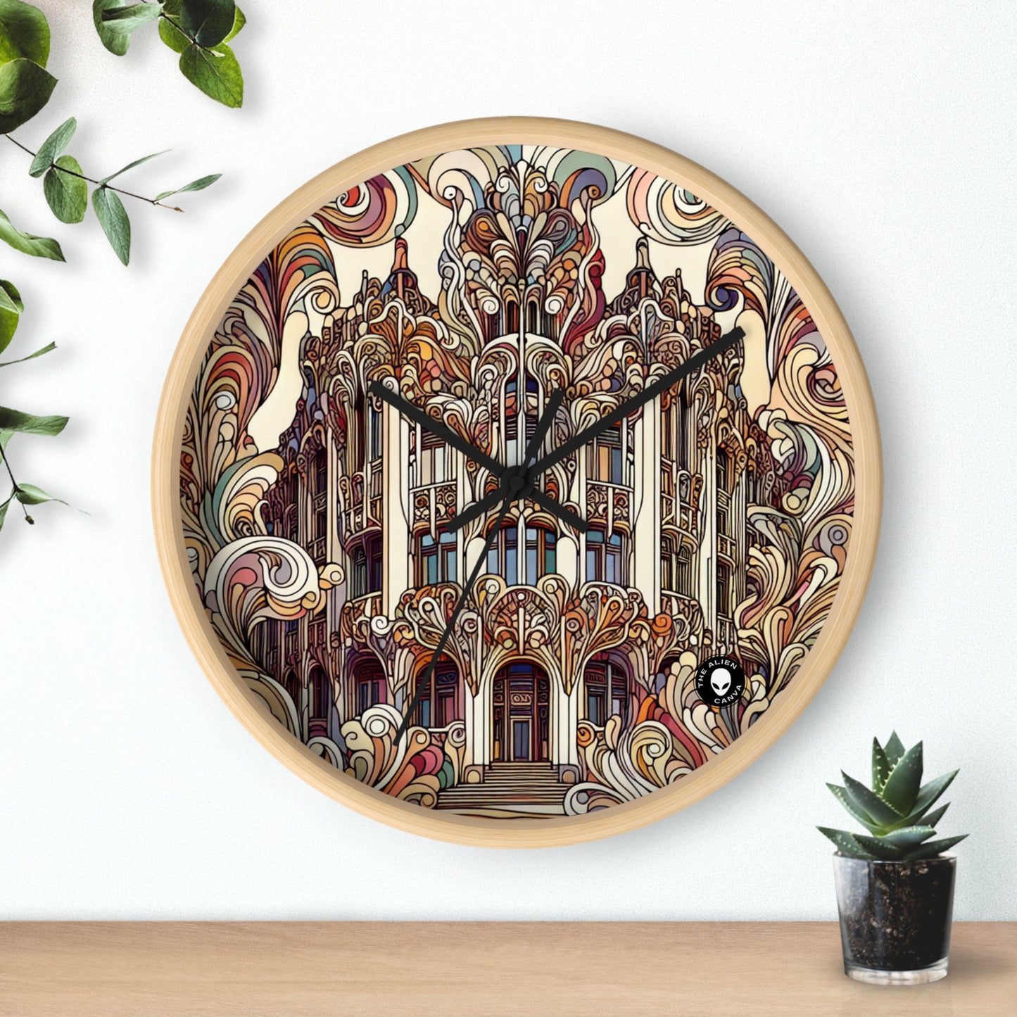 "Enchanted Seasons: Art Nouveau Forest Illustration" - The Alien Wall Clock Art Nouveau