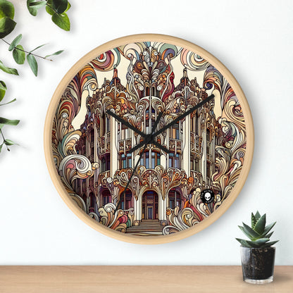 "Estaciones encantadas: Ilustración del bosque Art Nouveau" - El reloj de pared alienígena Art Nouveau