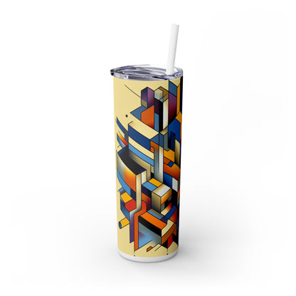 "Metropolis Pulse" - The Alien Maars® Skinny Tumbler avec paille 20oz Cubo-Futurisme