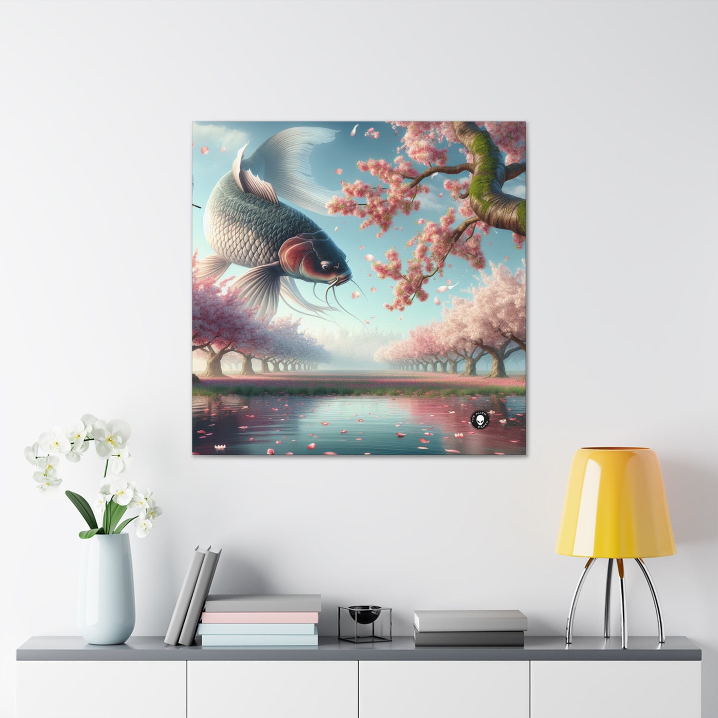 « Poissons koï dans les fleurs de cerisier : la beauté de la nature » ​​– The Alien Canva