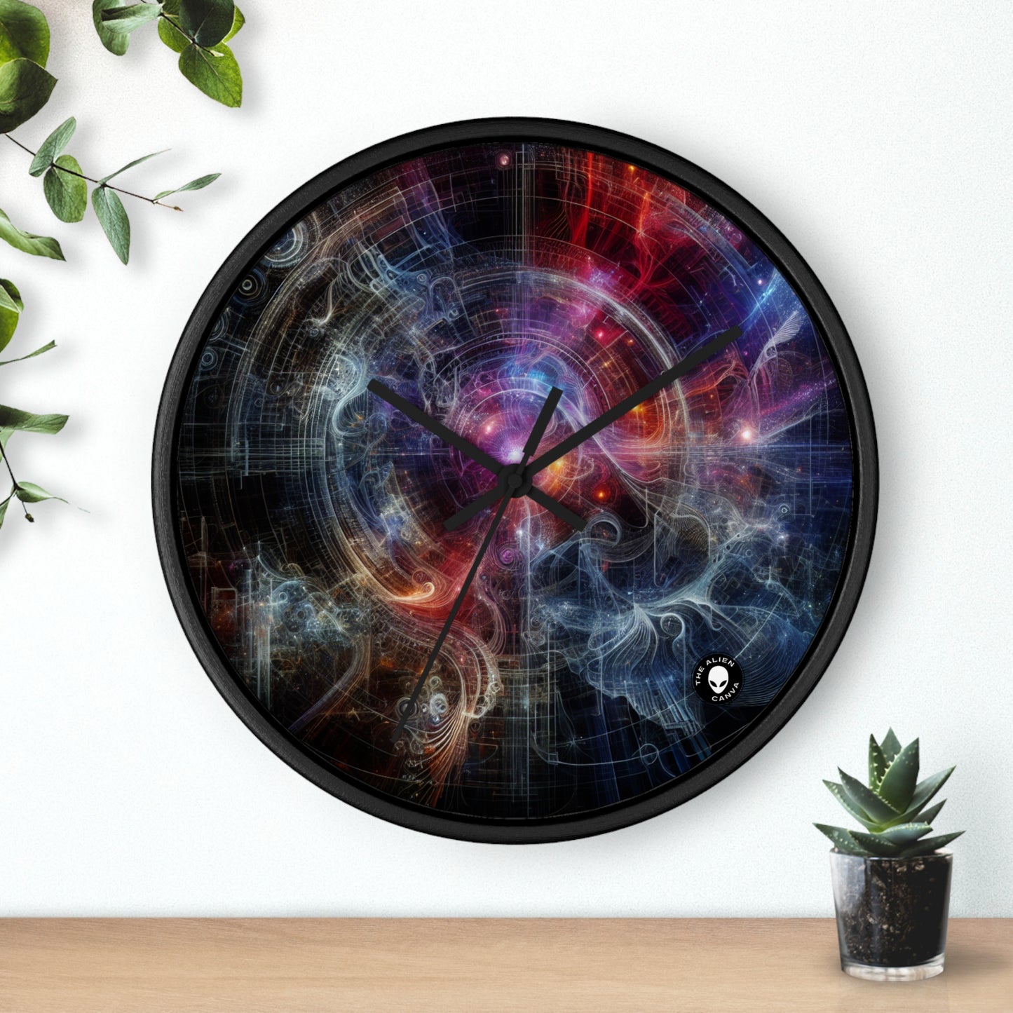 "Nature's Neon Metropolis: A Surreal Fusion of Technology and Greenery" - The Alien Wall Clock Digital Art