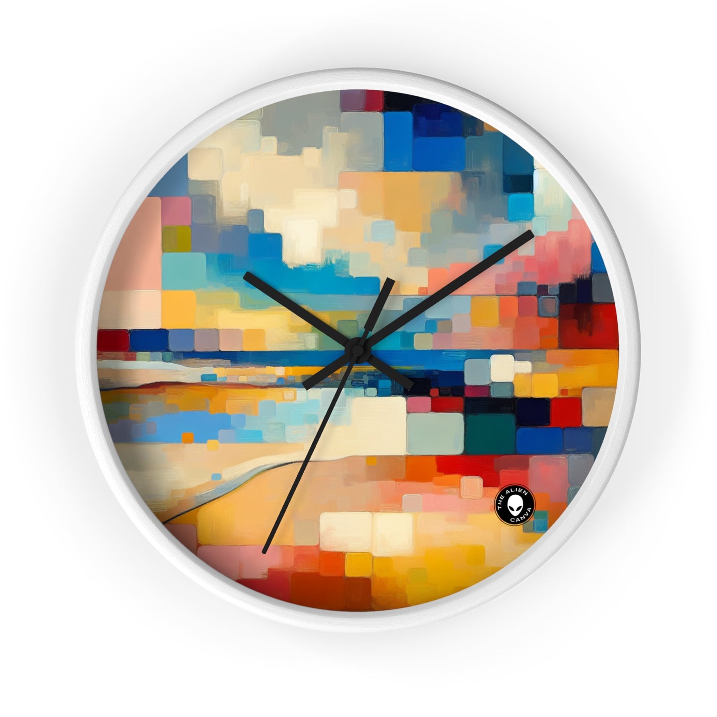 "Sunset Serenity: Pintura de campo de color pastel suave" - ​​La pintura de campo de color del reloj de pared alienígena