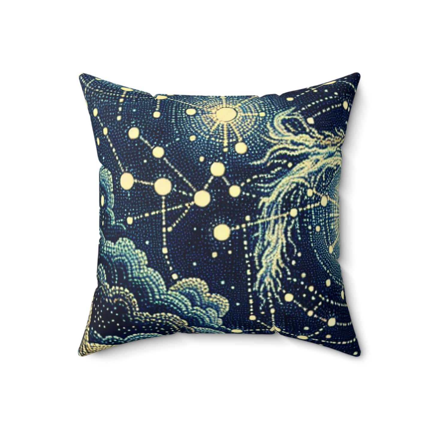 "Dotting the Heavens" - La almohada cuadrada de poliéster hilado alienígena estilo puntillismo