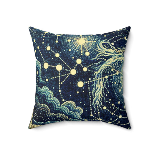 "Dotting the Heavens" - The Alien Spun Polyester Square Pillow Pointillism Style