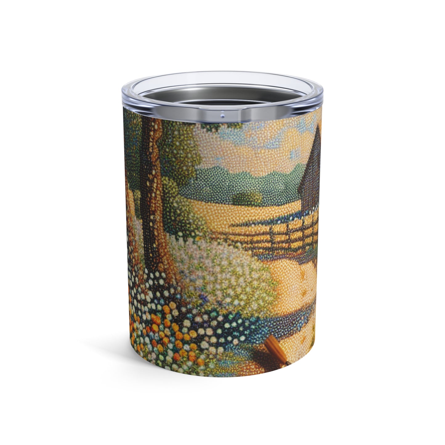 "Autumn Bliss: Puntillismo Bosque" - The Alien Tumbler 10oz Puntillismo