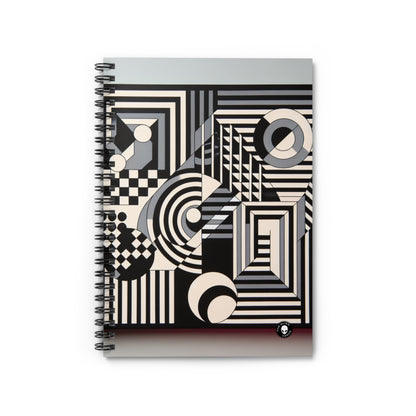 "Mesmerize: Geometría audaz del Op Art en blanco y negro" - Cuaderno de espiral The Alien (línea reglada) Op Art