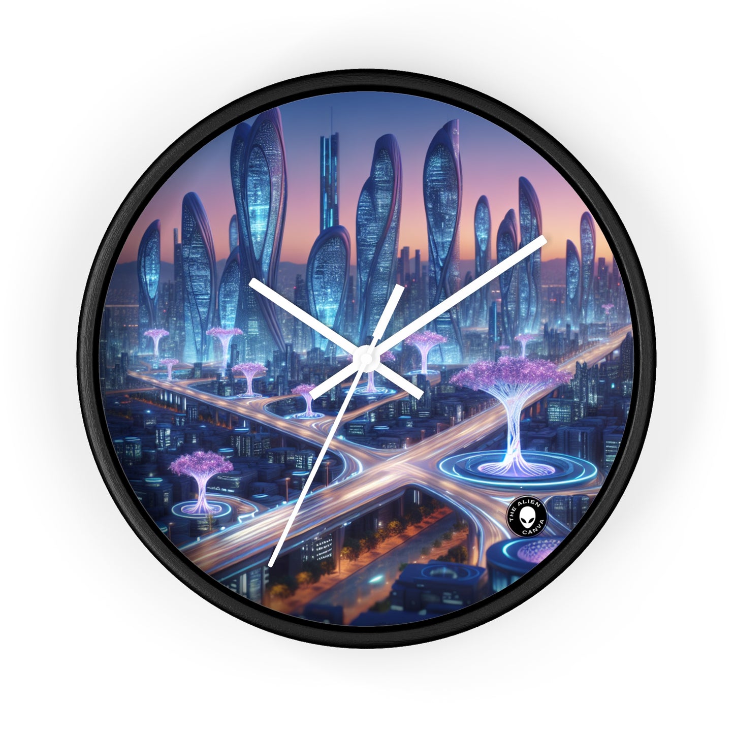 "City of Tomorrow: Nature and Technology Intertwined" - The Alien Wall Clock