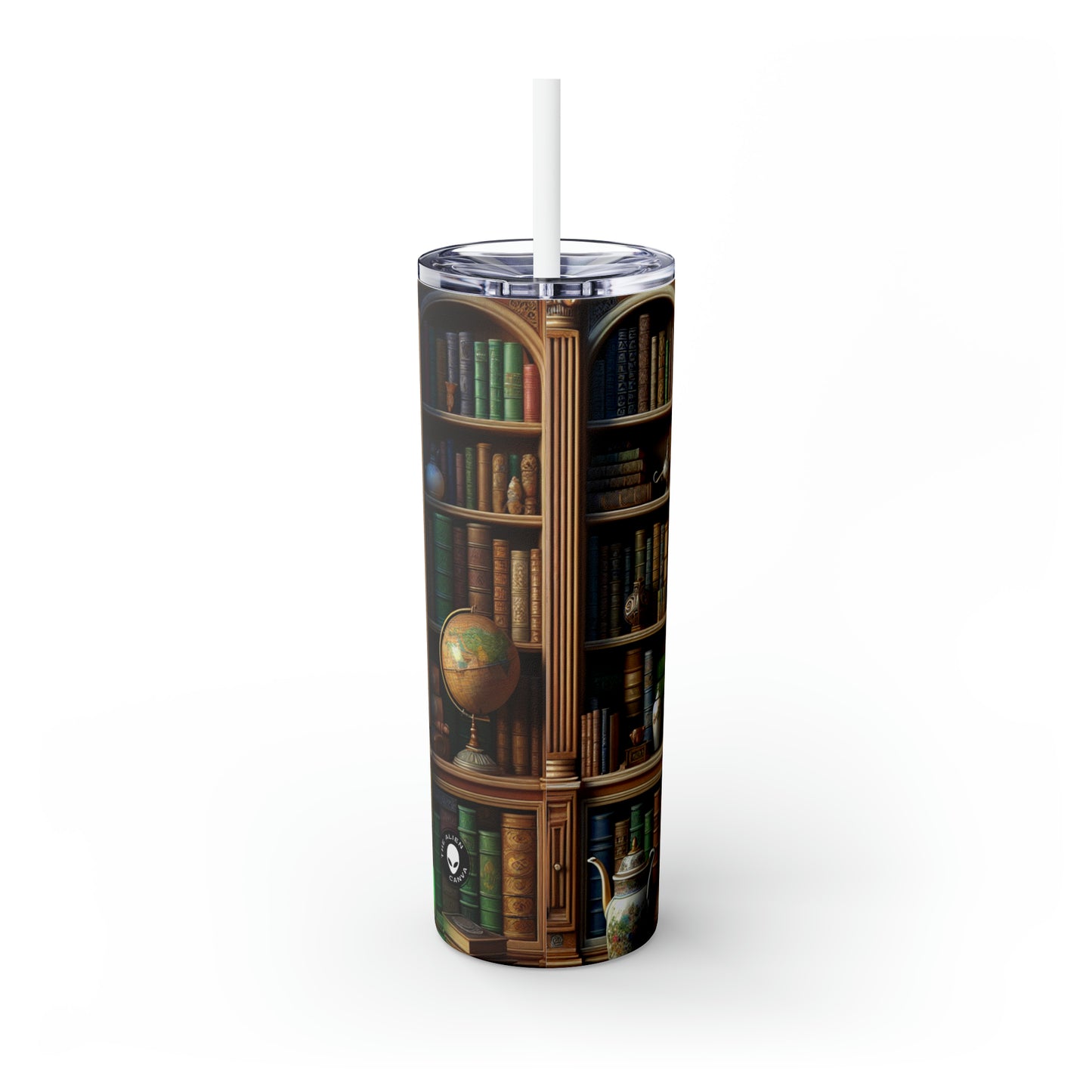 "Revealed Wonders: A Trompe-l'oeil Journey to an Underwater Oasis" - The Alien Maars® Skinny Tumbler with Straw 20oz Trompe-l'oeil