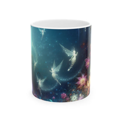 « Forêt de fleurs au clair de lune enchantée » – Tasse en céramique Alien 11 oz