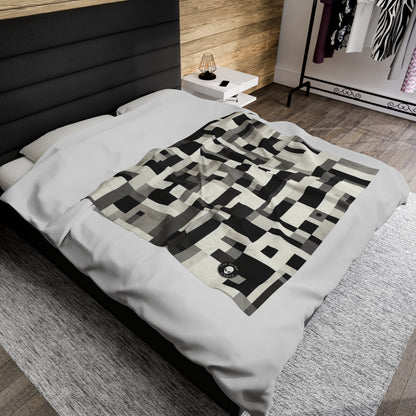 "Cityscape in Analytical Cubism" - The Alien Velveteen Plush Blanket Analytical Cubism