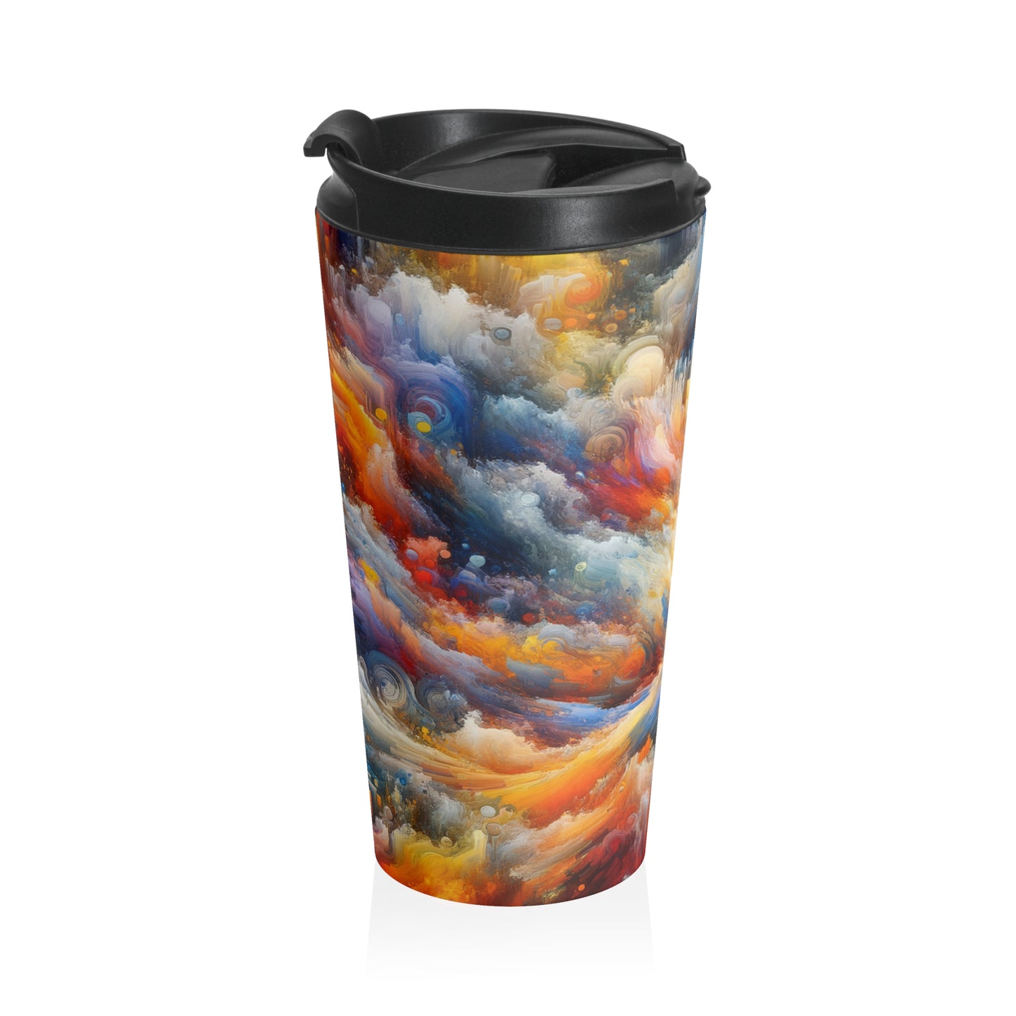 "Chaos vibrant". - La tasse de voyage en acier inoxydable Alien Style expressionnisme abstrait