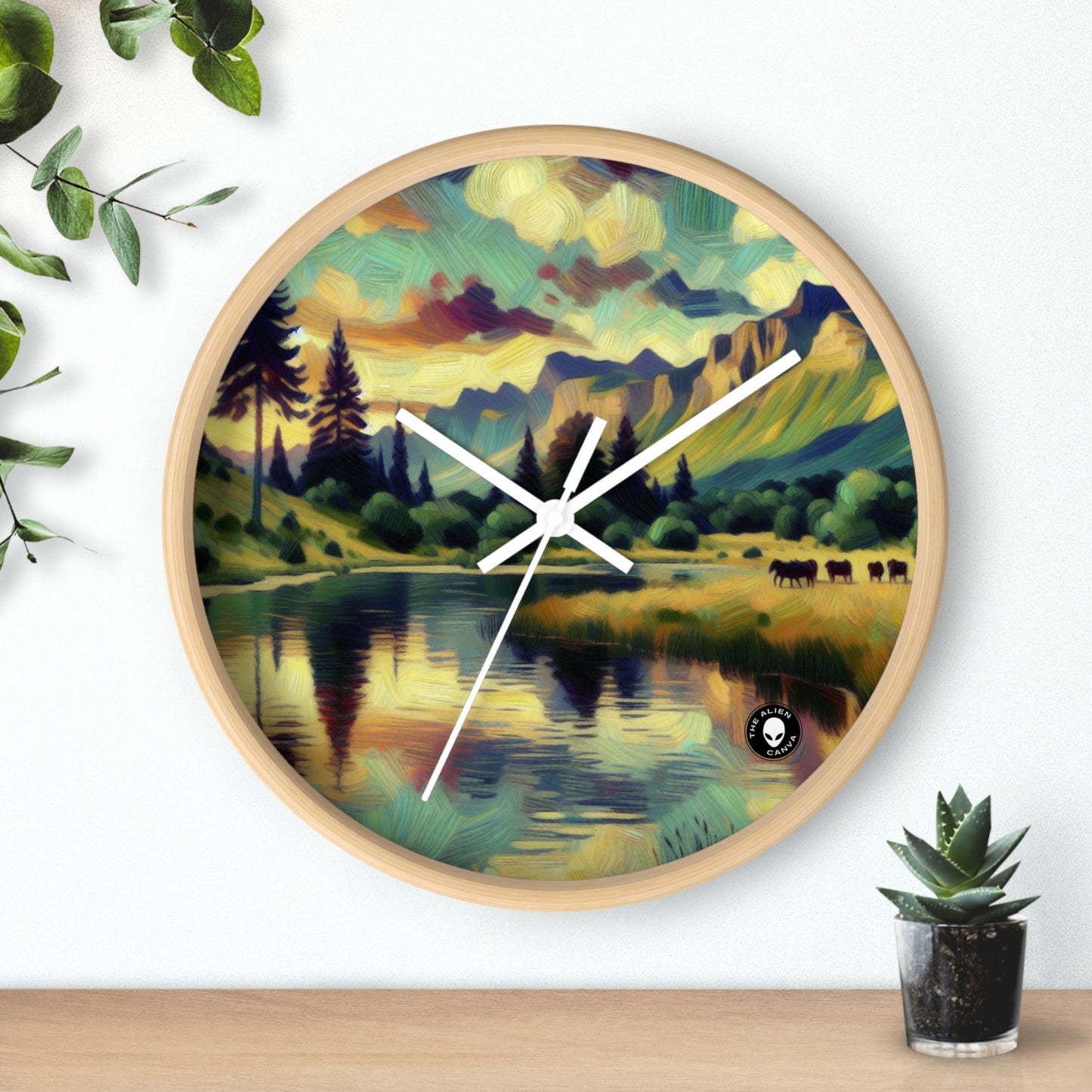 "Dusk in the Countryside: A Vibrant Post-Impressionist Painting" - The Alien Wall Clock Post-Impressionism