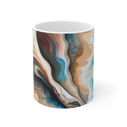 "A Beach View Through a Sea Shell" - The Alien Ceramic Mug 11oz Acrylic Pouring