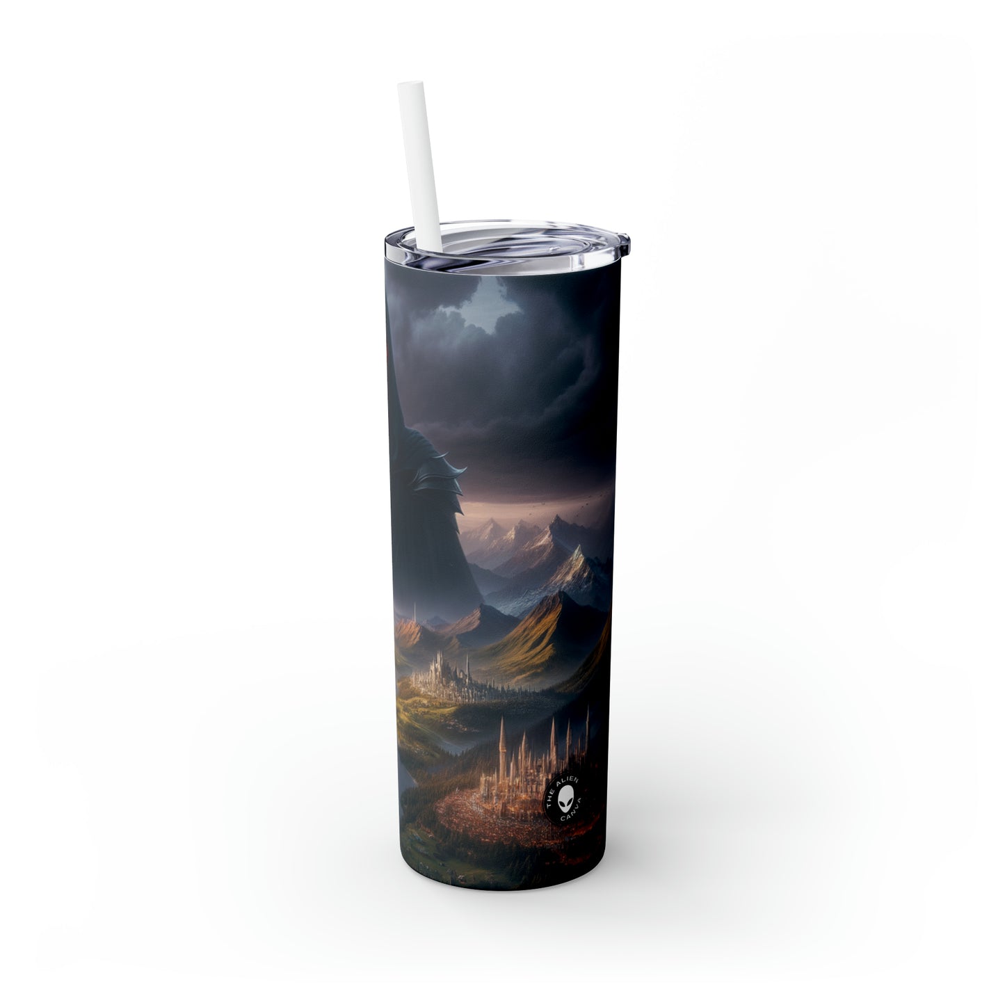 "Sauron's Reclamation: The Darkening of Middle Earth" - The Alien Maars® Skinny Tumbler with Straw 20oz