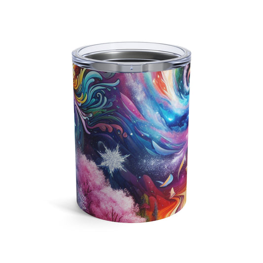 "Crónicas del cambio: un tapiz atemporal" - Vaso Alien de 10 oz