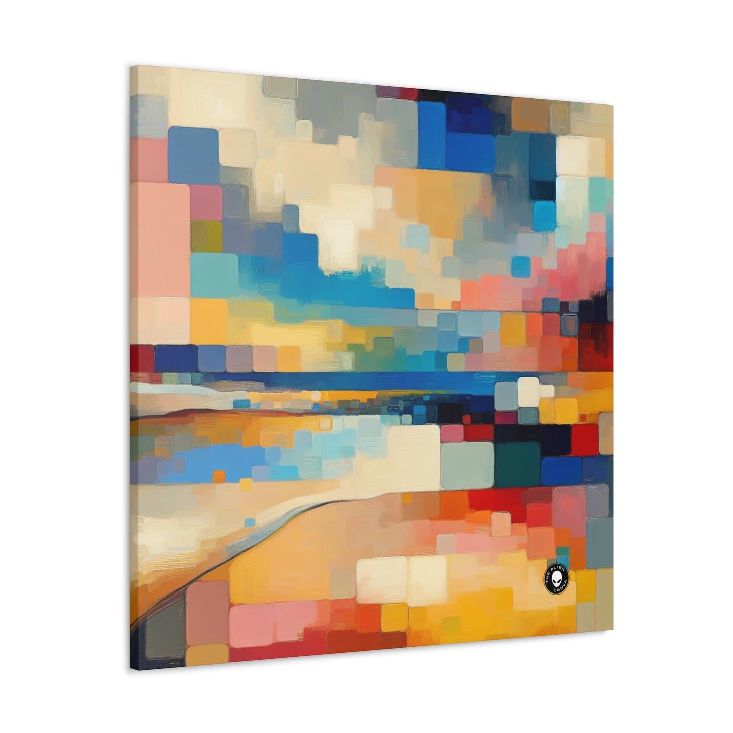 "Sunset Serenity : Peinture de champs de couleurs pastel doux" - La peinture de champs de couleurs Alien Canva