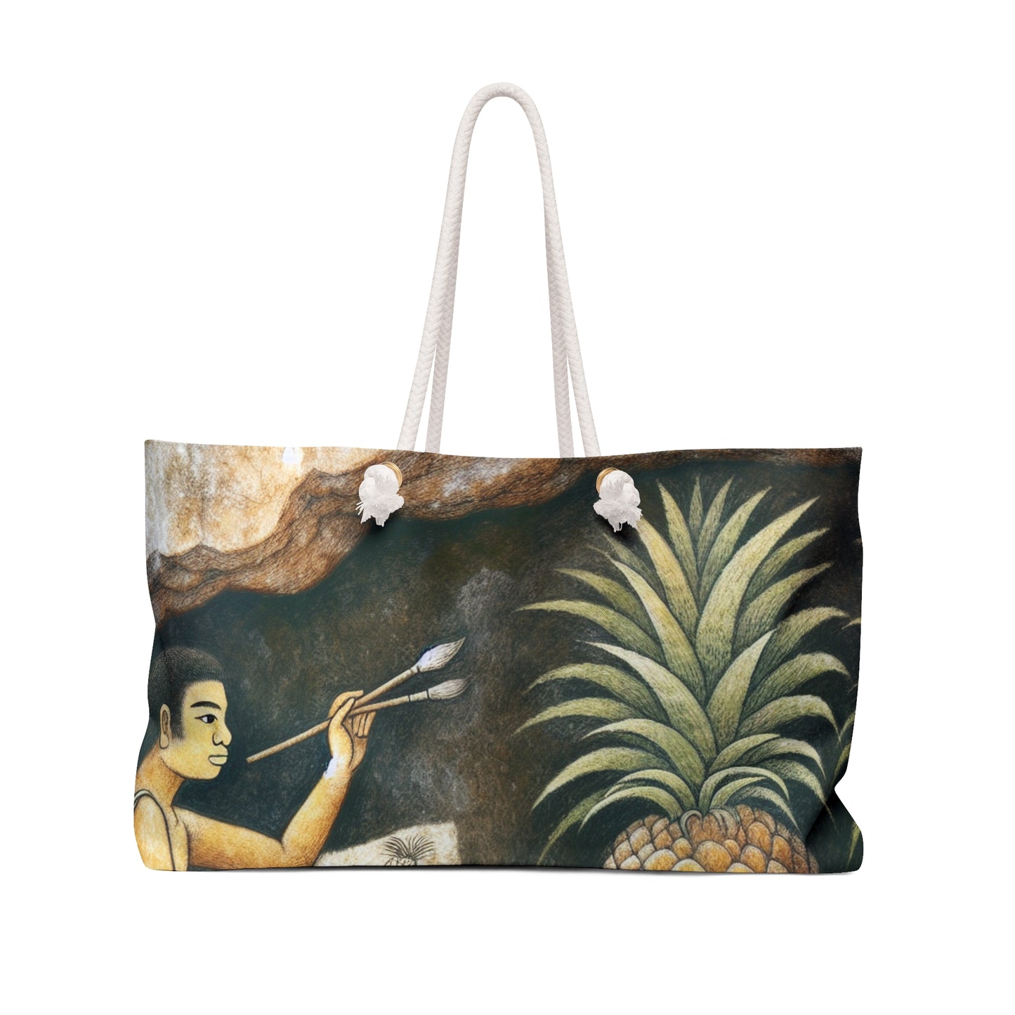 "Récolte d'ananas" - Le style de peinture rupestre du sac Alien Weekender