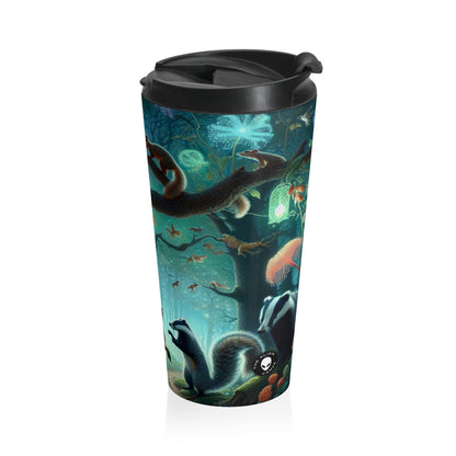 "Mystical Menagerie: Creatures frolicking in an enchanted forest" - The Alien Stainless Steel Travel Mug