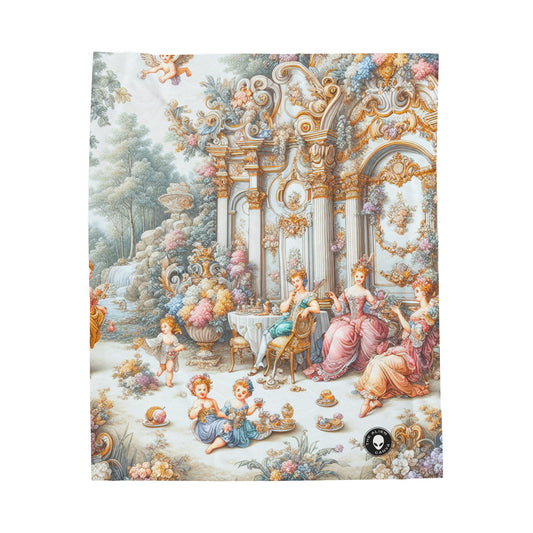 "A Garden of Rococo Delights: A Whimsical Extravaganza" - The Alien Velveteen Plush Blanket Rococo