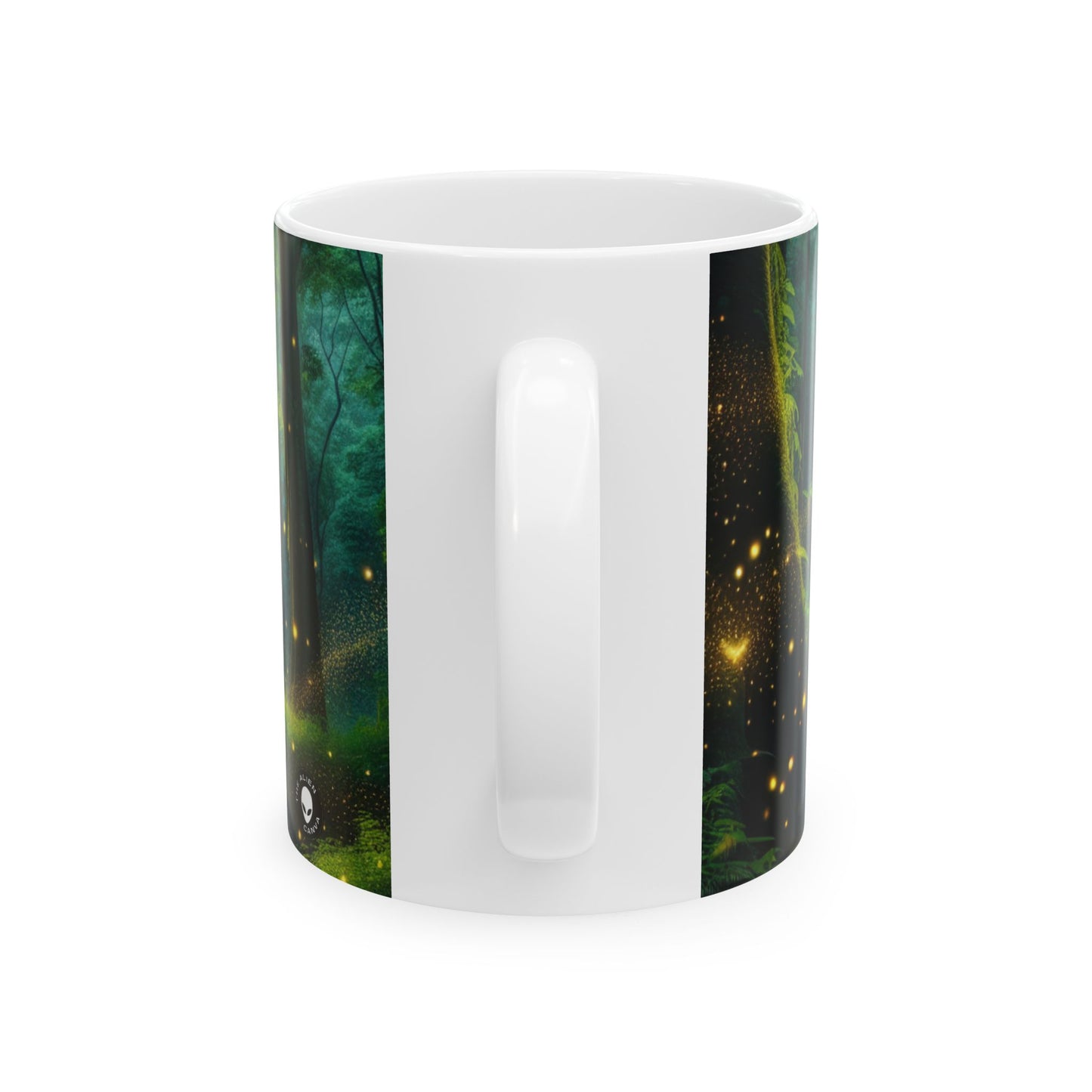 Taza de cerámica extraterrestre de 11 oz "Magia del bosque resplandeciente"