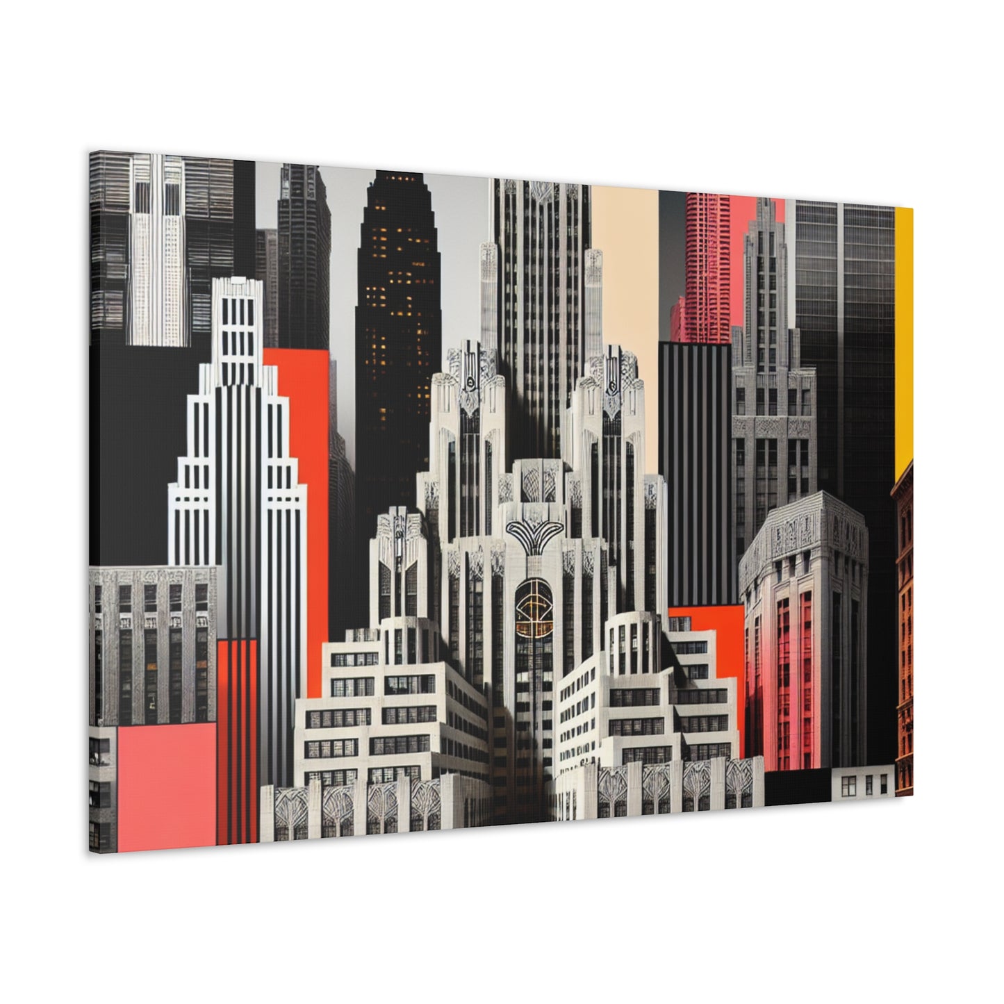 "A Contrast of Times: Classic Art Deco Skyscrapers and a Modern Cityscape" - The Alien Canva Art Deco Style