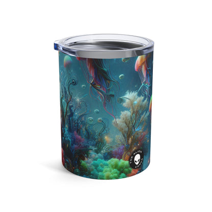 "Los peces de neón bailan en el bosque de corales" - Vaso Alien de 10 oz