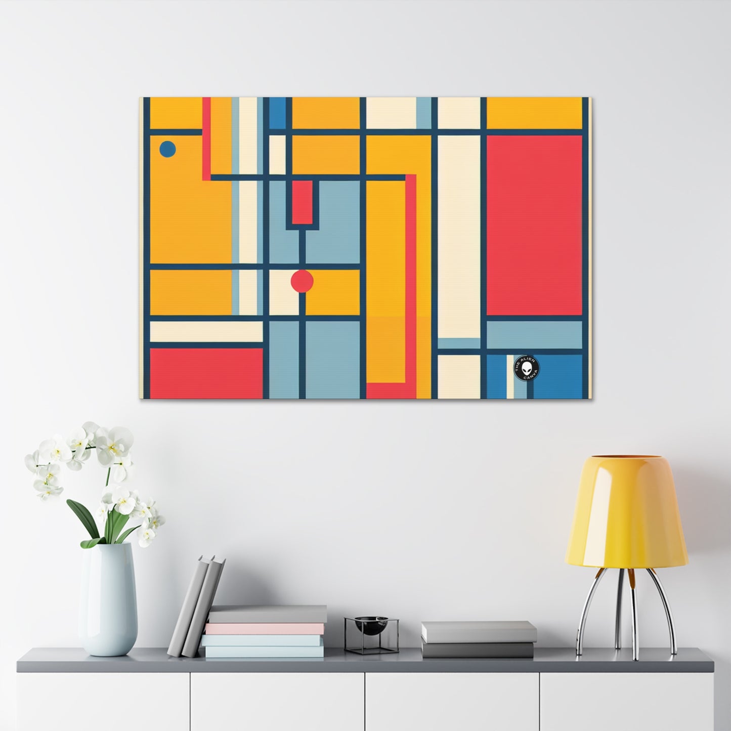 "De Stijl Grid: una composición de color minimalista" - The Alien Canva De Stijl