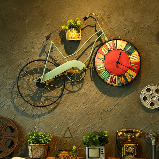 Horloge murale de vélo rétro suspendue, décoration de salon, pendentif, montre Vintage, ornements, personnalité, décoration de la maison