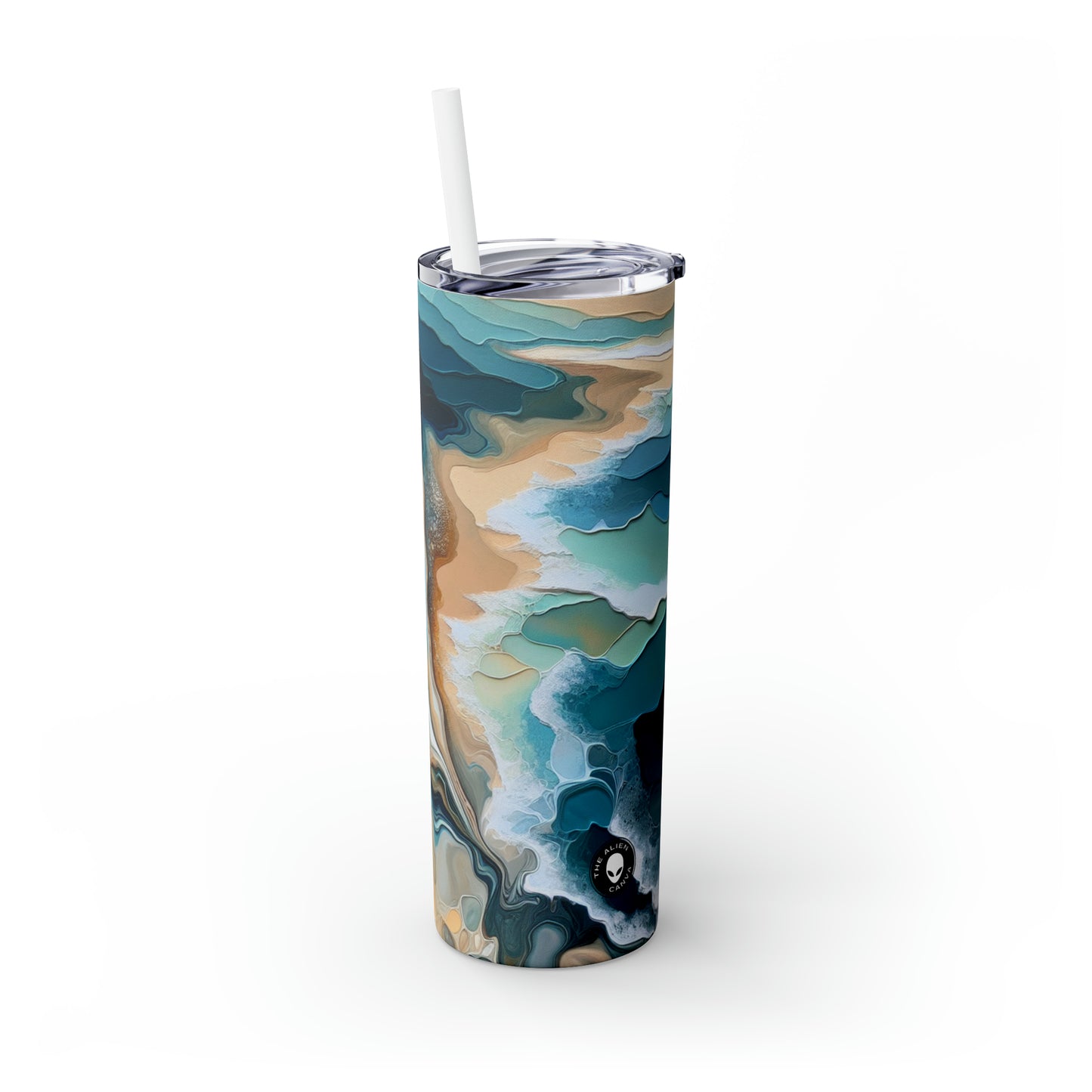 "A Beach View Through a Sea Shell" - The Alien Maars® Skinny Tumbler with Straw 20oz Acrylic Pouring