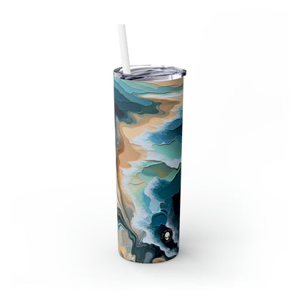 "A Beach View Through a Sea Shell" - The Alien Maars® Skinny Tumbler with Straw 20oz Acrylic Pouring