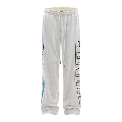 Retro Biker's Racing Style Letter Printed Sweatpants Men And Women