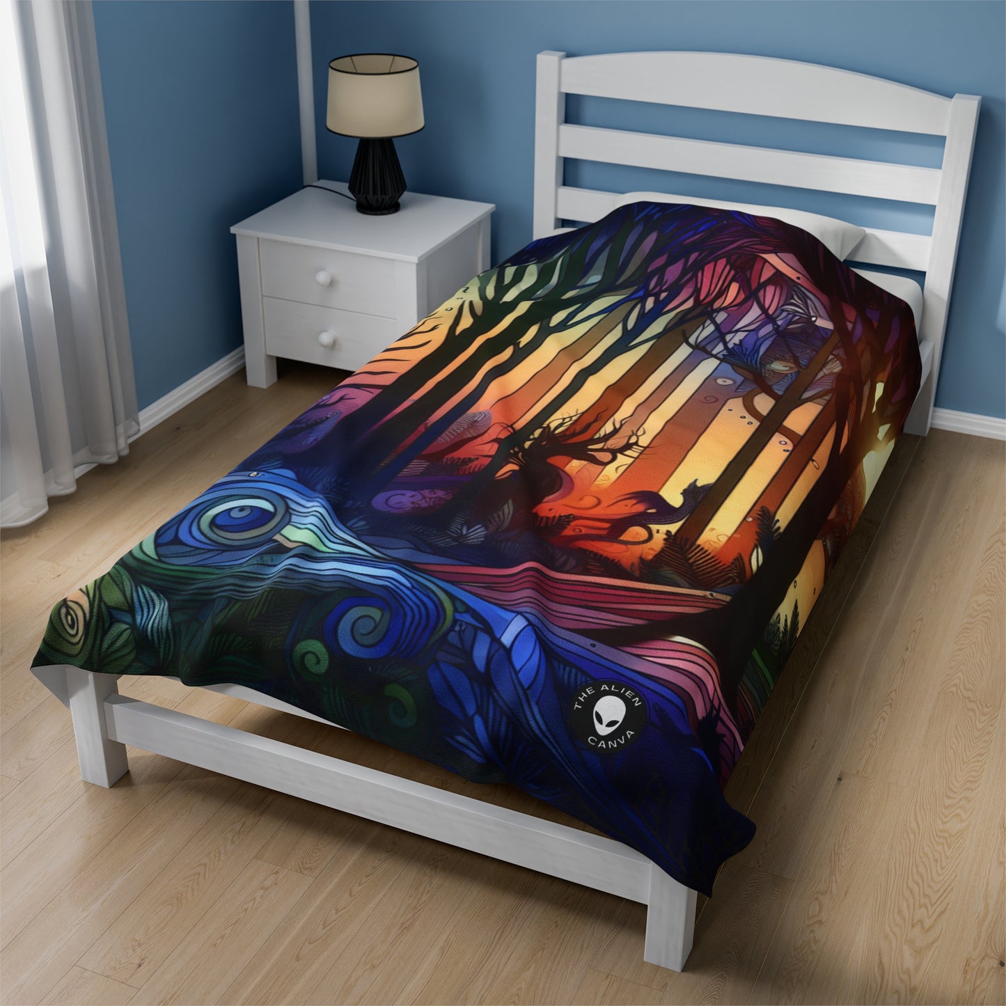 "Mystical Twilight: Creatures in the Forest" - The Alien Velveteen Plush Blanket