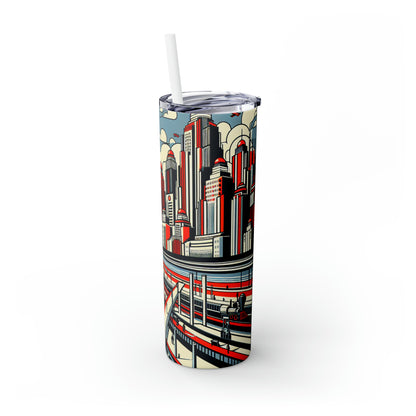 "Constructing Ideas: A Typographic Landscape" - The Alien Maars® Skinny Tumbler with Straw 20oz Constructivism Style