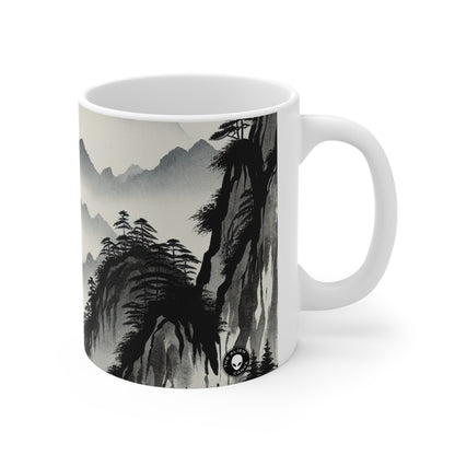 "Harmonious Ink: Capturing the Tranquility of a Zen Garden" - The Alien Ceramic Mug 11oz Ink Wash Painting