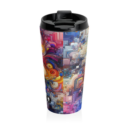 "Oceanic Harmonies: A Generative Art Exploration" - The Alien Stainless Steel Travel Mug Generative Art