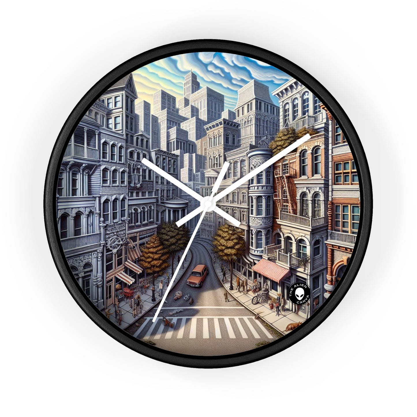 "Pasaje encantado: trascendiendo la realidad" - Trompe-l'oeil del reloj de pared alienígena