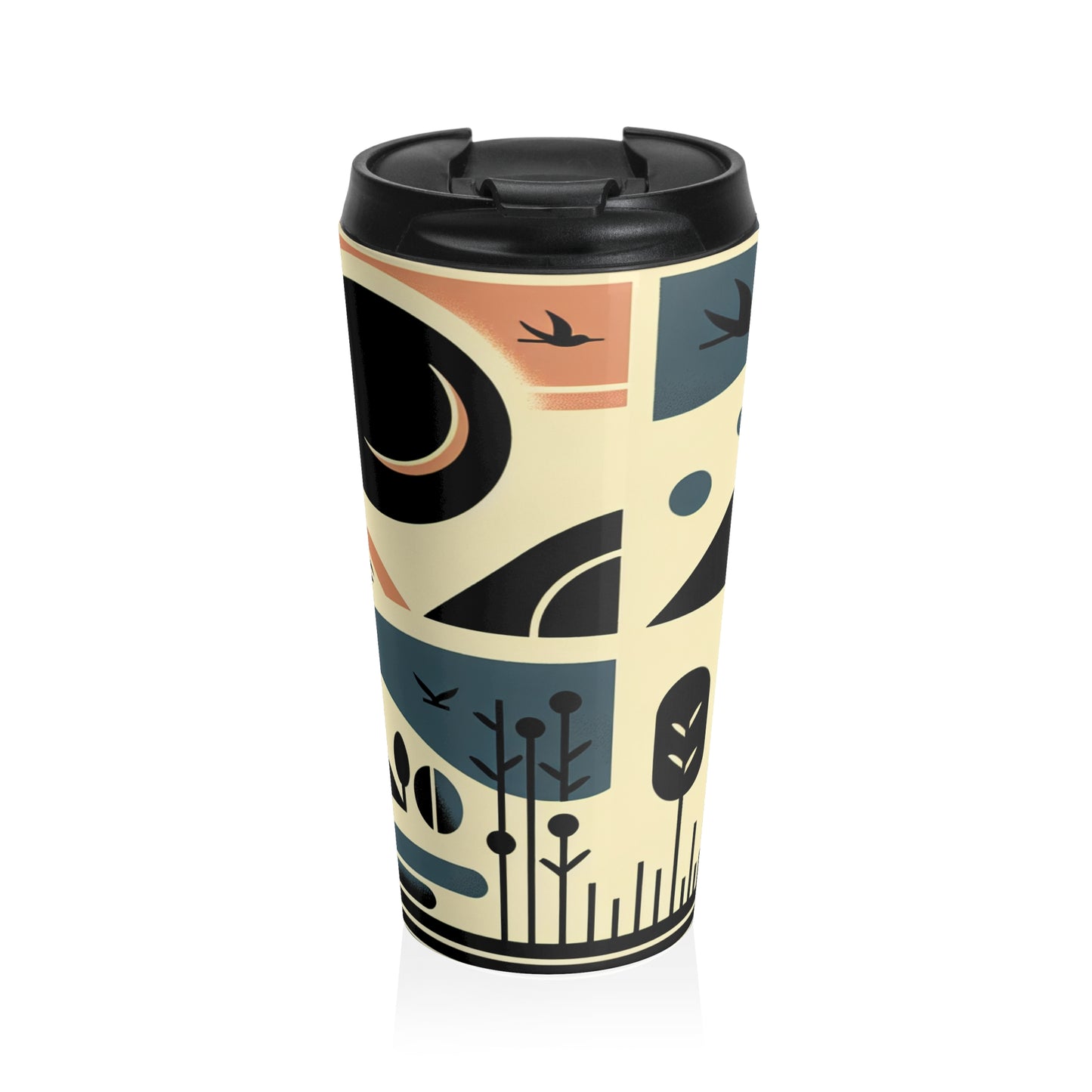 "Serenity in Geometry: Ocean Sunset" - The Alien Stainless Steel Travel Mug Minimalism