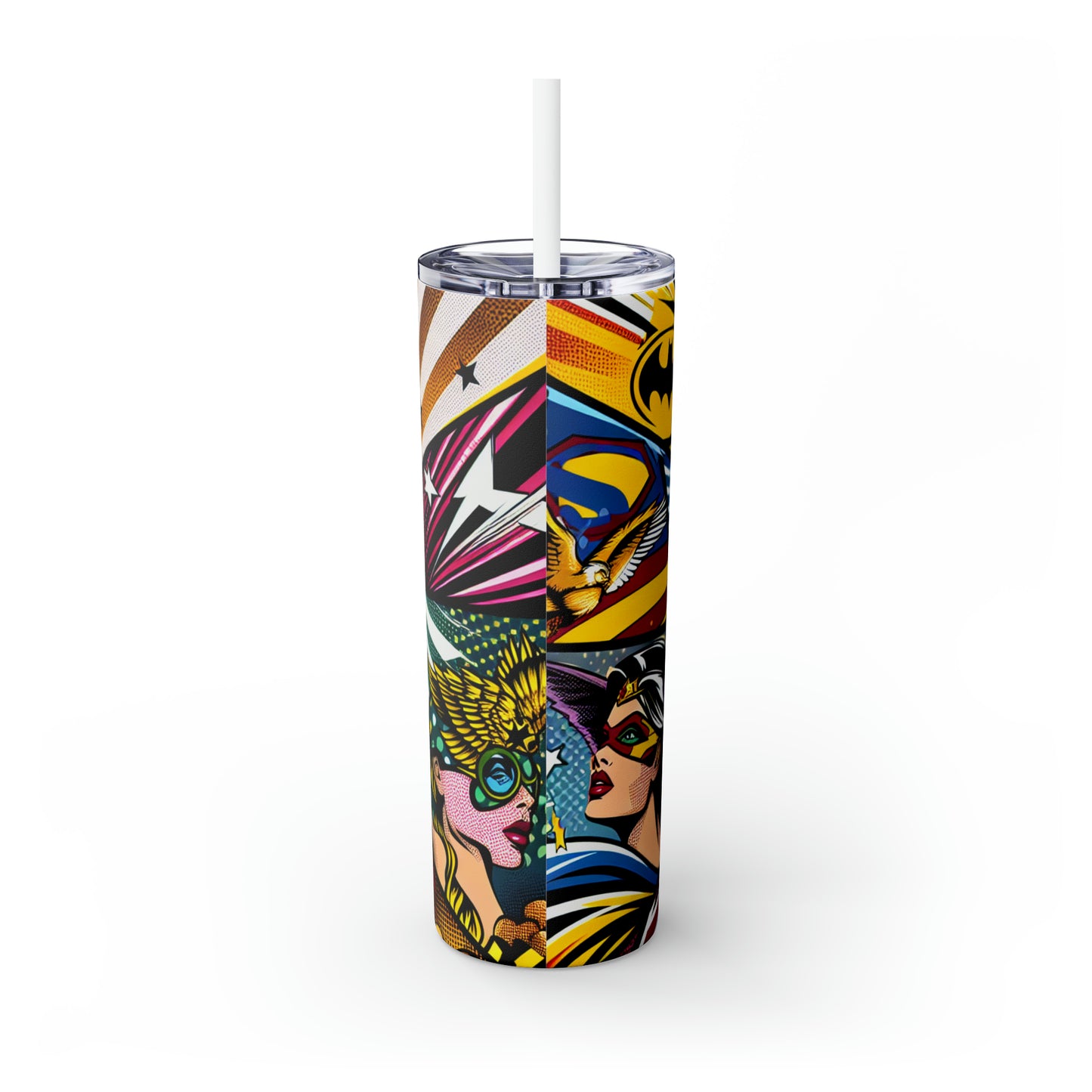 "Heroes of Pop Art: An Intermixing of Icons" - Vaso delgado con pajita de Alien Maars® de 20 oz estilo Pop Art