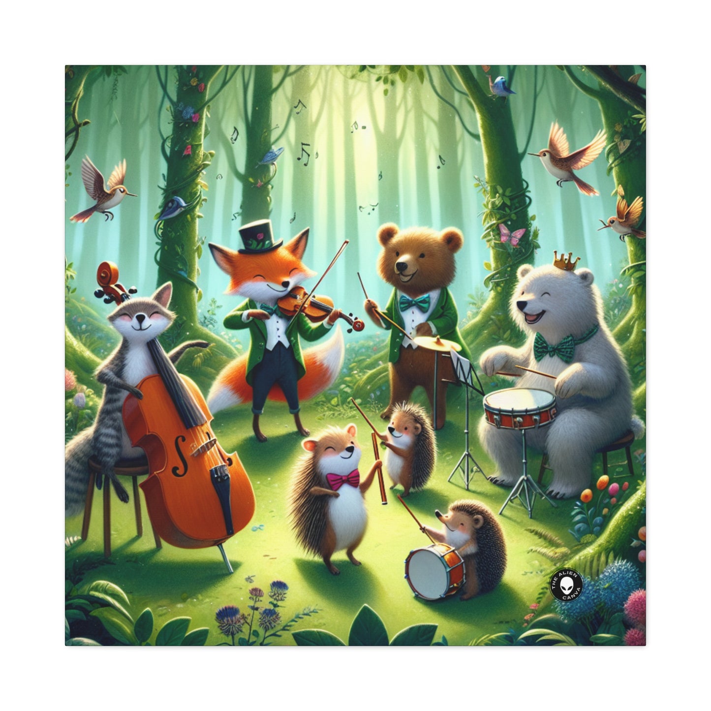 "Una colección de animales melodiosos: animales musicales en el bosque encantado" - The Alien Canva