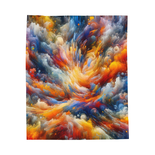 "Vibrant Chaos". - The Alien Velveteen Plush Blanket Abstract Expressionism Style