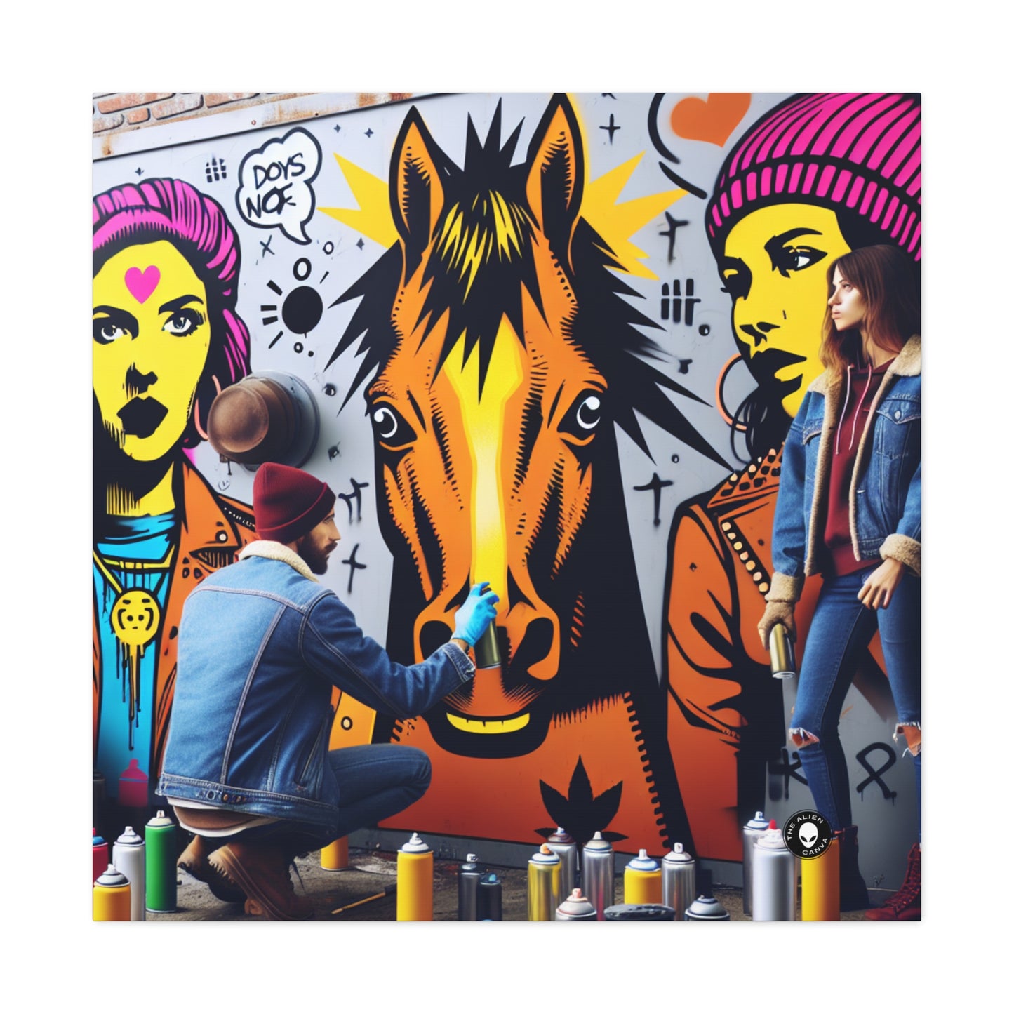 "Unidad en la diversidad: un vibrante mural de arte callejero" - The Alien Canva Street Art