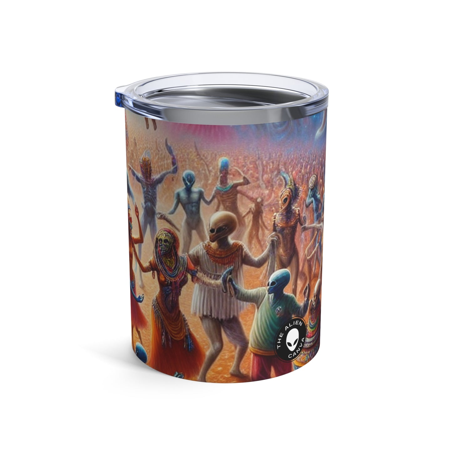 "Interstellar Rave: Abrazando la unidad cósmica" - Vaso Alien de 10 oz