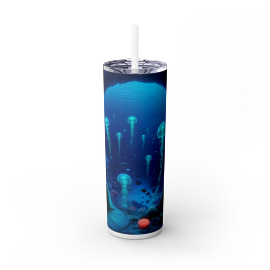 "La serenidad de las sirenas: un ballet de medusas" - Vaso estrecho con pajita de 20 oz de Alien Maars®