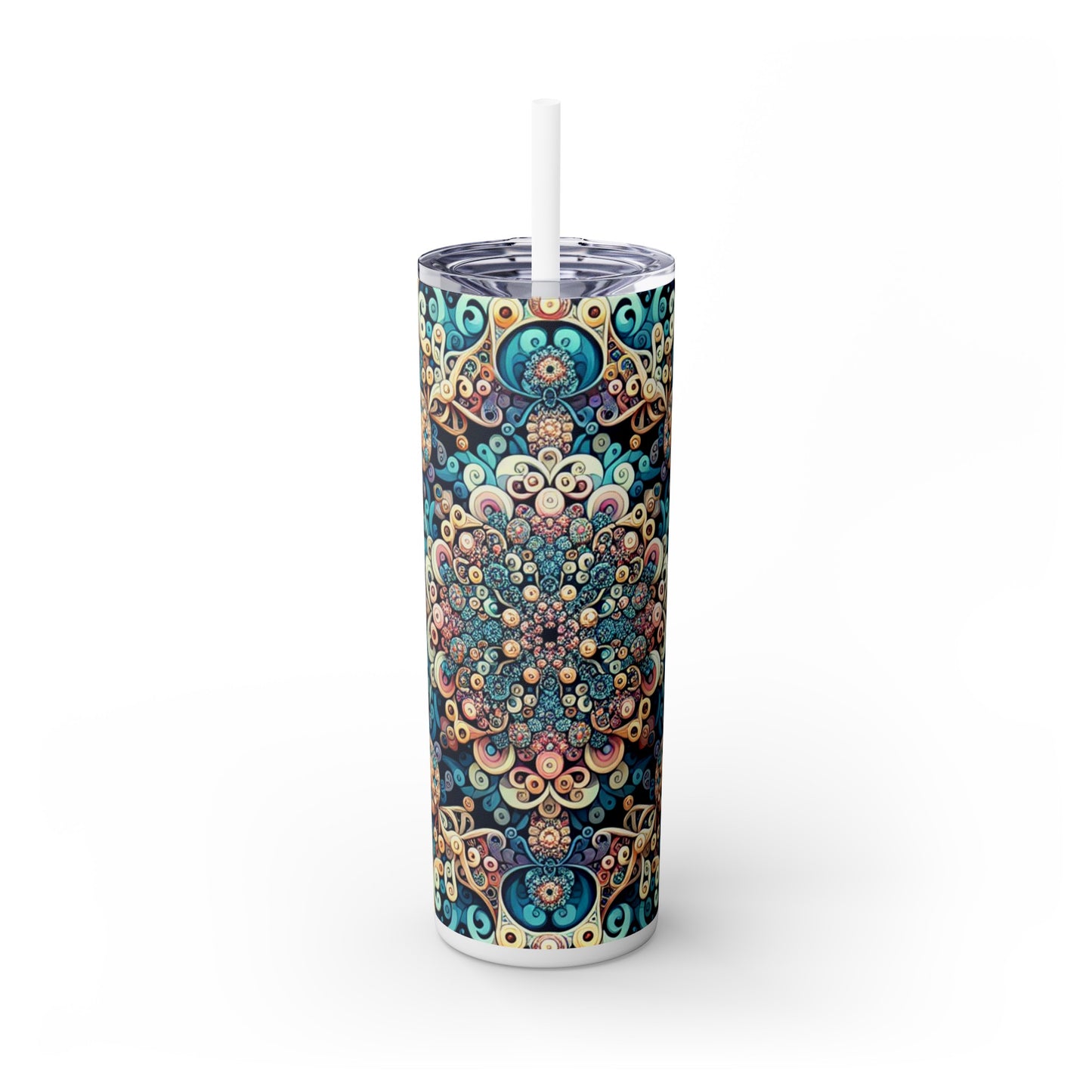 "Flight of Geometry: Algorithmic Art Inspired by Avian Movement" - The Alien Maars® Skinny Tumbler with Straw 20oz Algorithmic Art